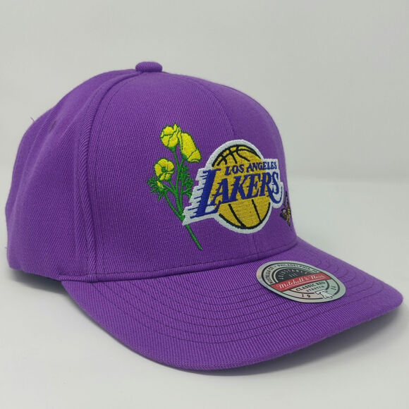 Mitchell & Ness Los Angeles Lakers Classic Cap Flower Butterfly Snapback NWT Hat - Picture 1 of 6